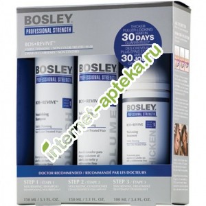 BOSLEY Система Синяя (набор) для истонченных Неокрашенных волос 400 мл (шампунь 150 мл,кондиционер 150 мл, уход 100 мл) Revive Haircare
