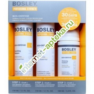 BOSLEY Система Желтая (набор) для нормальных и тонких окрашенных волос 400 мл (шампунь 150 мл,кондиционер 150 мл, уход 100 мл) Defense Haircare
