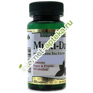 Нэйчес Баунти Мультидэй Витаминный комплекс с экстрактом зеленого чая 50 таблеток (Natures Bounty)
