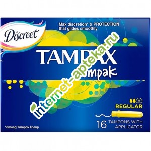 Tampax Тампоны Компак Регуляр Compak Regular с аппликатором 16 штук (Тампакс тампоны)