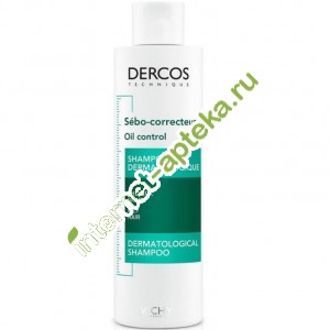 Виши Деркос Шампунь регулирующий для жирных волос 200 мл Vichy Dercos Shampooing Traitant Sebo-Correcteur (V9032620)