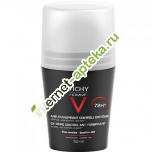 Виши ОМ (для мужчин) Дезодорант антиперспирант 72 часа против избыточного потоотделения 50 мл Vichy Homme Deodorant Anti-transpirant 72H Controle Extreme (V6633402)