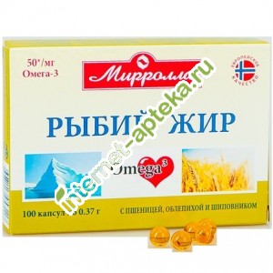 Рыбий жир Пшеница, Шиповник, Облепиха 370 мг 100 капсул (Мирра)