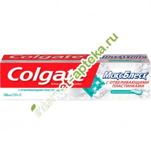 Колгейт Зубная паста Макс Блеск с отбеливающими пластинками 100 мл (Colgate)
