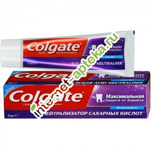 Колгейт Зубная паста Максимальная защита + нейтрализатор кислот от кариеса 75 мл (Colgate)