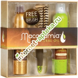 Macadamia Natural Oil Набор для укладки (Крем-мусс 250 мл, Лак подвижной фиксации 300 мл, Щетка плоская 1 штука) (Макадамия) Macadamia Natural Oil Набор для укладки (Крем-мусс 250 мл, Лак подвижной фиксации 300 мл, Щетка плоская 1 штука) (Макадамия)