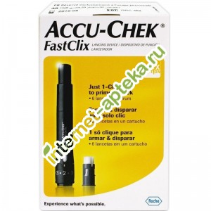 Акку-Чек Ручка для прокалывания пальца Фасткликс + 6 ланцет (Accu-chek Fastclix)