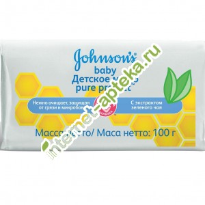 Джонсонс Беби Мыло Зеленый чай 100 г. Pure Protect (Johnsons Baby)