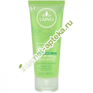 Laino Шампунь для волос, лица и тела 3в1 Зеленый чай 100 мл Лайно (602768)