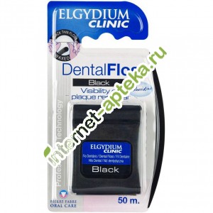 Эльгидиум Зубная нить Клиник вощеная черная 50 метров Elgydium