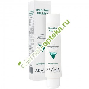 Aravia Organic Маска для лица очищающая с глиной и АНА-кислотами Deep Clean AHA-Mask 100 мл (А9001) Аравия