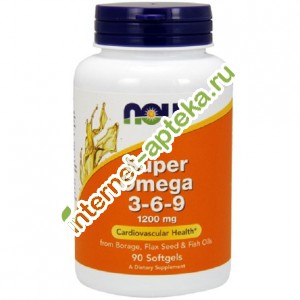 Now Foods Супер Омега 3-6-9 1600 мг 90 капсул Нау Фудс, Нов Фудс