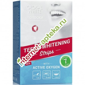 Global white Полоски для отбеливания зубов Активный кислород 7 пар (Глобал Вайт)