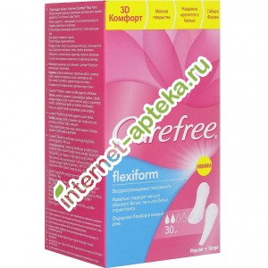 Carefree Прокладки ежедневные Flexiform White белые 30 штук (Кэфри прокладки)