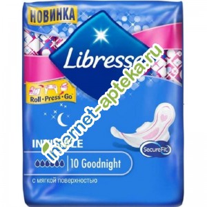 Libresse Прокладки Invisible Ultra Night Мягкая поверхность 10 штук (Либресс прокладки)