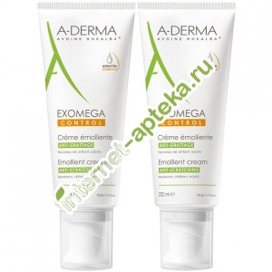 А-Дерма Экзомега Контрол Крем смягчающий НАБОР 2 Упаковки по 200 мл A-Derma Exomega Control Emollient Cream (C36907NAB)