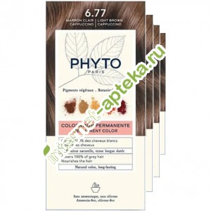 Фитосольба ФИТОКОЛОР 6.77 Краска для волос Светлый каштан - капучино НАБОР (4 ШТУКИ) Phytosolba Phyto Color PHYTO (PH10010A99926NAB)