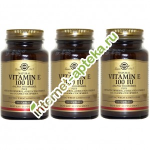 Солгар Витамин E 100МЕ НАБОР 3 упаковки по 50 капсул Solgar Vitamin E 100 IU