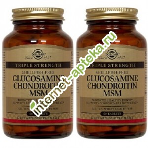 Солгар Глюкозамин и Хондроитин НАБОР 2 упаковки по 60 таблеток Solgar glucosamine chondroitin MSM