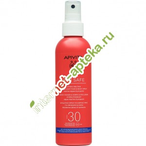 Апивита Би Сан Сэйф Спрей для лица и тела SPF30 Солнцезащитный Тающий Ультралегкий 200 мл Apivita Bee Sun Safe Spray (G80211)