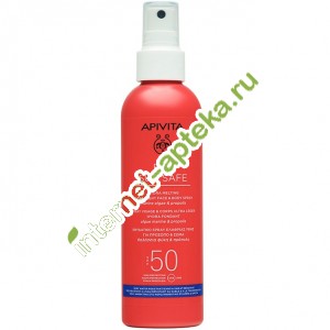Апивита Би Сан Сэйф Спрей для лица и тела SPF50 Солнцезащитный Тающий Ультралегкий 200 мл Apivita Bee Sun Safe Spray (G80228)