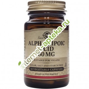Солгар Альфа-липоевая кислота 30 капсул Solgar alpha lipoic acid 60