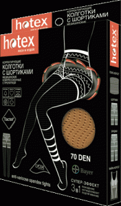 Хотекс Колготки 70 ден с шортами для похудения с красным перцем (черные) Hotex