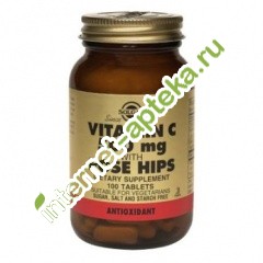 Солгар Витамин С и Шиповник 100 таблеток Solgar Vitamin C 500 mg with Rose Hips
